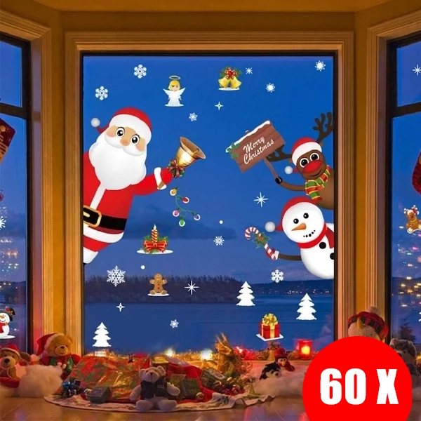 60 buc. Autocolante decorative de Crăciun pentru o atmosferă magică XMASCLINGS®