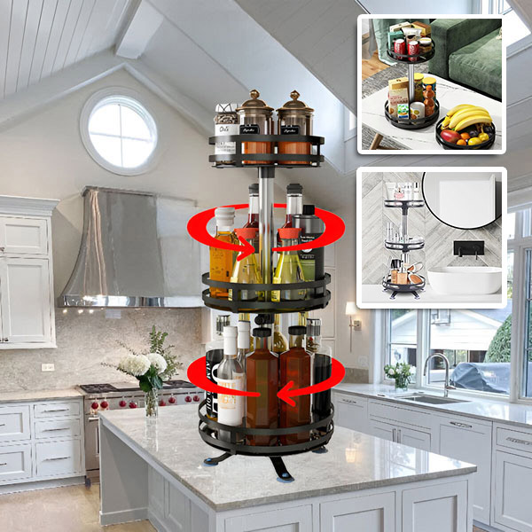 Organizator de depozitare metalic rotativ la 360° (3 niveluri) - SPINSTORE®