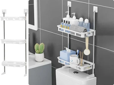 Organizator inovator pentru baie pe 3 niveluri BATHSHELF® - Instalare fără găurire