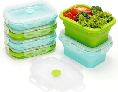 Set de 4 cutii pliabile din silicon pentru depozitarea alimentelor POPLATE®