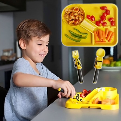 Farfurie distractivă pentru copii cu tacâmuri - JOOPLATE®