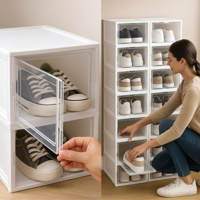 Dulap pliabil pentru pantofi cu uși transparente - SHOZBOX®