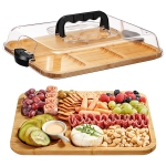 Tavă din bambus cu 6 compartimente și capac - TRAYLUXE®