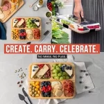 Tavă din bambus cu 6 compartimente și capac - TRAYLUXE®